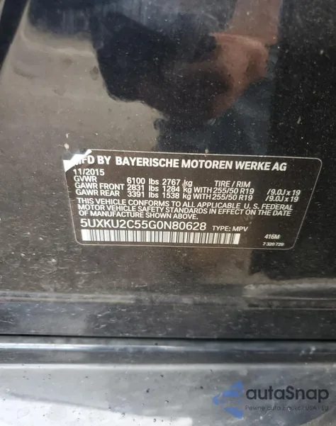 2016 BMW X6 xDrive35I from USA, damaged, VIN 5UXKU2C55G0N80628